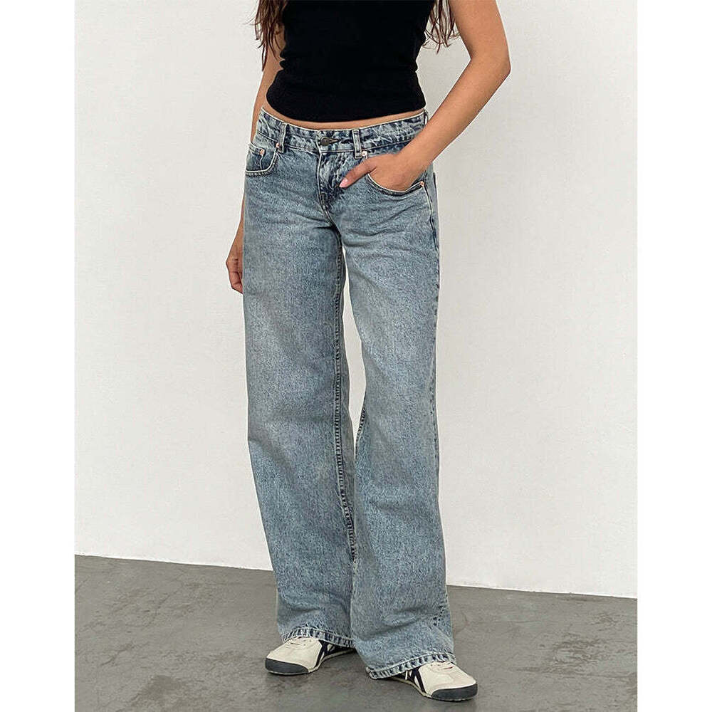 Motel Rocks Low Rise Parallel Jeans in Vintage Blue Wash Size W36 L34W36 L34